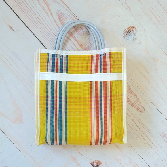 Bags Vintage Woven Nylon Striped Small Tote Bag Poshmark